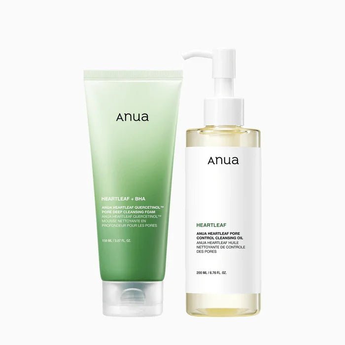 ANUA Double Cleanser | Oil Cleanser + Foam Wash for Deep Makeup Removal & Pore Cleaning - Divine Skin